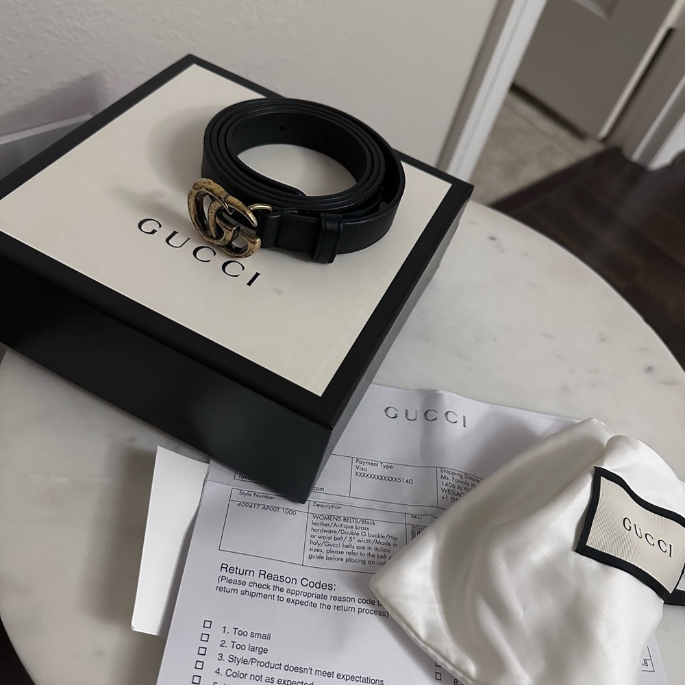 Gucci Black Leather Belt